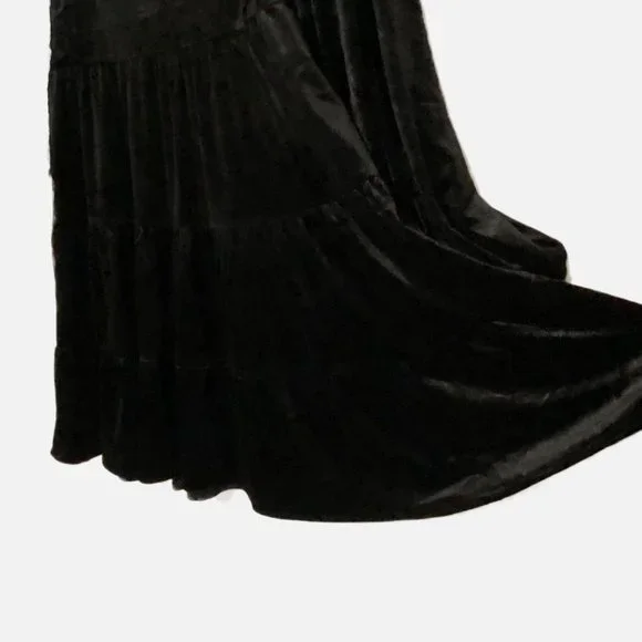 Lucy Paris Melissa Black Velvet Tiered Babydoll Dress - Picture 7 of 16